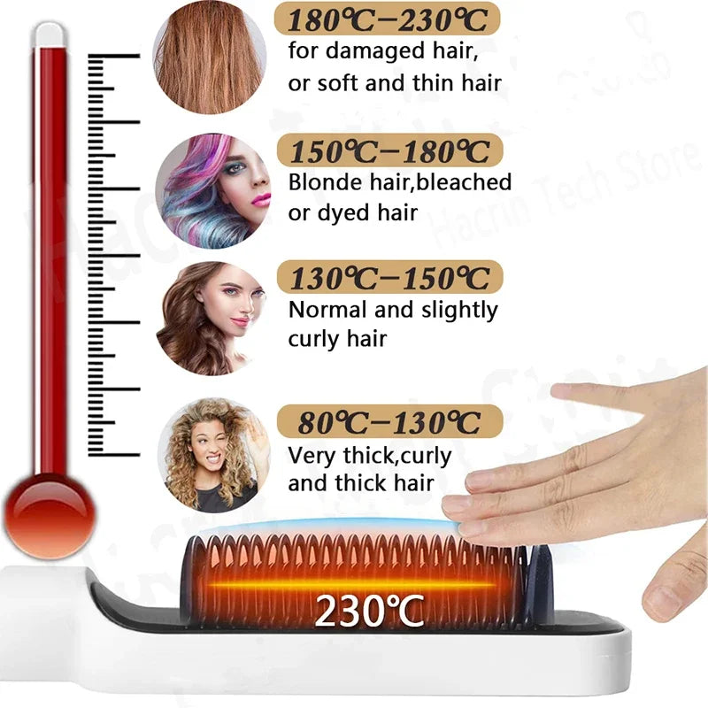 Electric Hair Straightener Hot Comb Multifunctional Straight Comb  Brush Professional Negative Ion Anti-Scalding Hair Styling