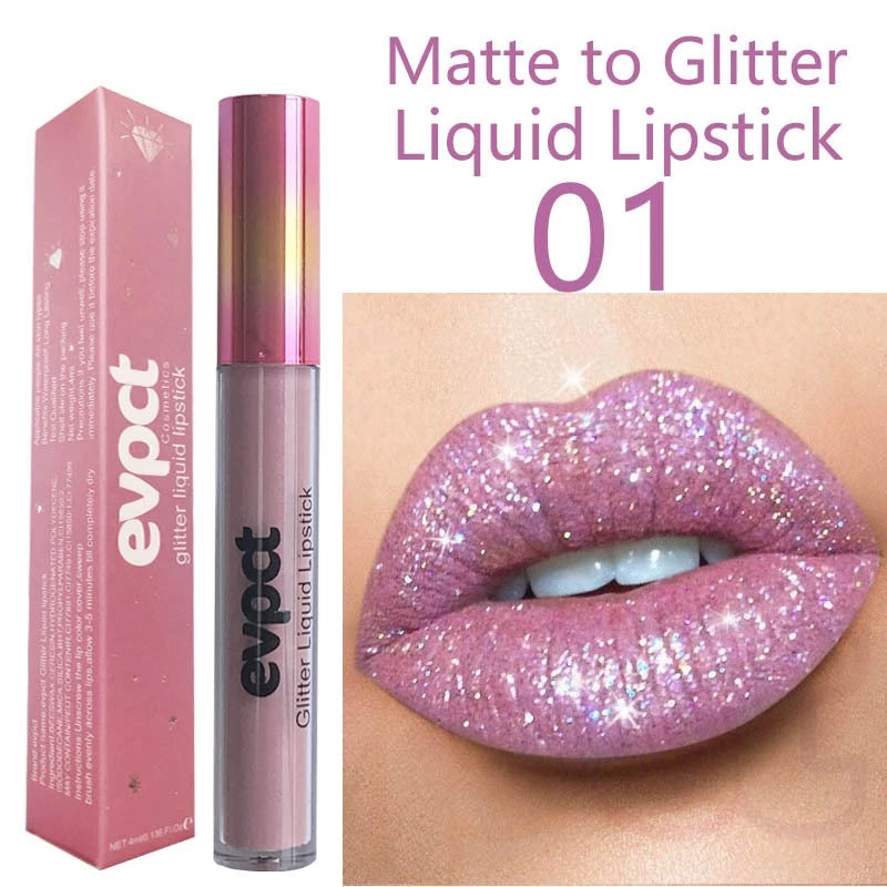 15 Cores Diamante Brilho Labial Brilhante Mate Para Glitter Líquido À Prova D'água Batom Pérola Composto ZHE